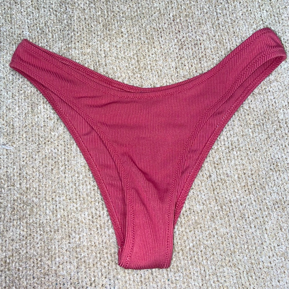 Mauve Pink Ribbed Bikini Bathing Suit Set - Picture 4 of 6